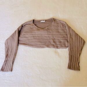 ASOS Taupe Crop Top Rib Knit Sweater
